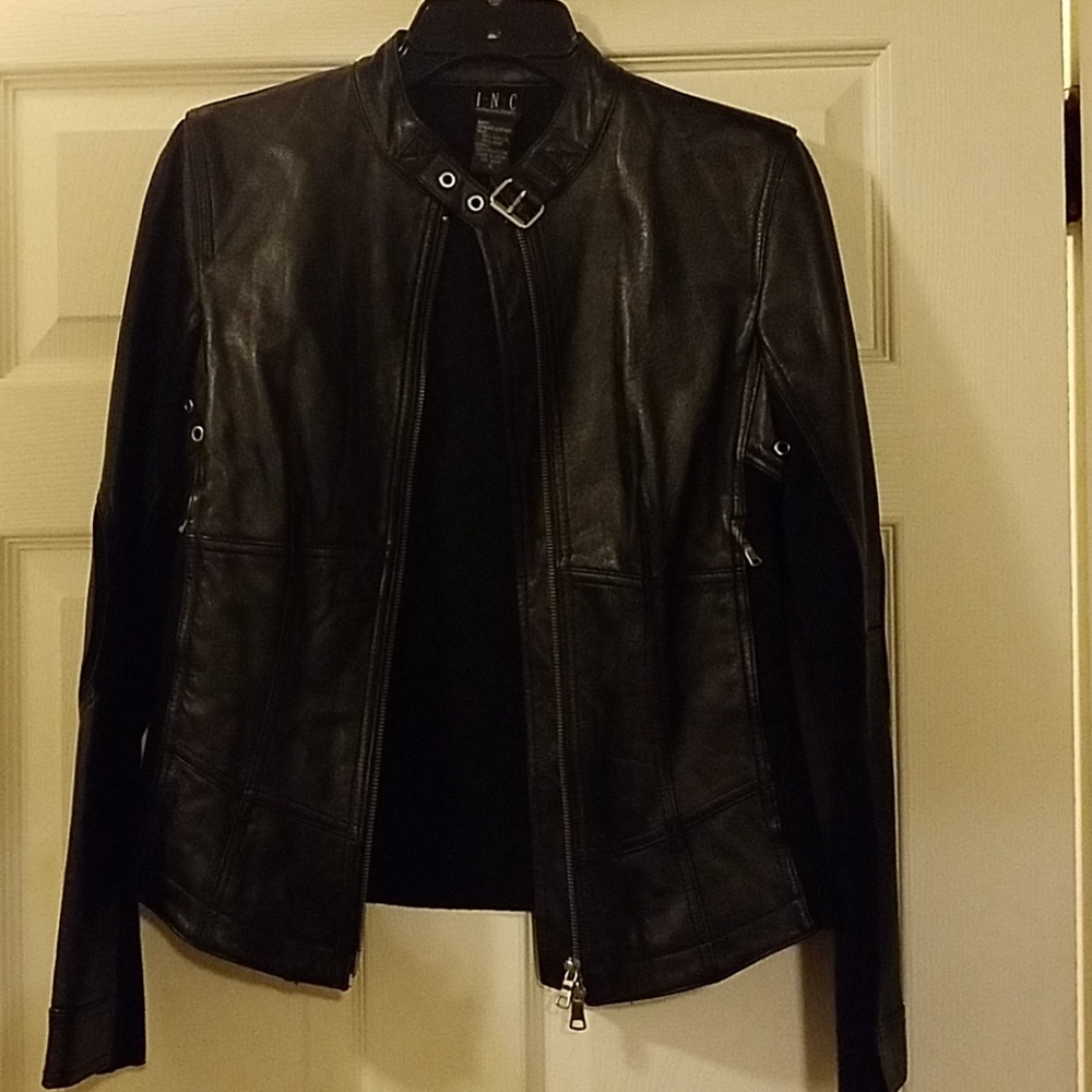 Genuine Black Leather Jacket with Knit